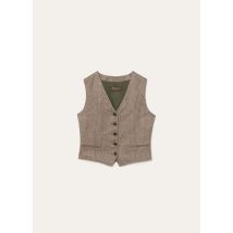 Loro Piana - Teodoro Vest Linen Jaspe' Chevron, Donna, Cherry Wine/Clear Oyster/Watercress, Taglia: 38