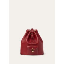 Loro Piana - Extra Drawstring Backpack L27 Rounded Leather, Woman, Frozen Redcurrant/Sun Gold, Size: NR