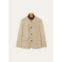 Loro Piana - Roadster Sb Jacket Linen Silk Malfile Chevron, Man, Brown Beige Tweed, Size: 50