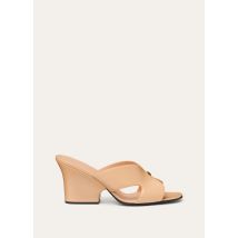 Loro Piana - Vera Heeled Mule H80 Glazed Calf, Femme, Peach Fuzz, Taille: 36