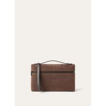 Loro Piana - Extra Pouch L29 Grained Nubuck/rounded Leather, Man, Shaded Wood/Dark Chocolate/Onyx, Size: NR