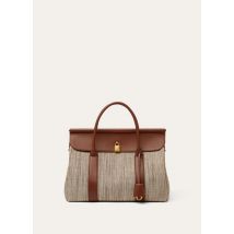 Loro Piana - Loom L32 Silk Linen Chevron/rounded Leather, Femme, Venice Bricola/White/Golden Beach/Intense Espresso/Sun Gold, Taille: NR