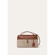 Loro Piana - Extra Bag L27 Silk Linen Chevron Rounded Leather, Femme, Venice Bricola/White/Golden Beach/Intense Espresso, Taille: NR