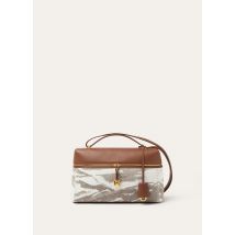 Loro Piana - Extra Bag L27 Jacquard Wool Vicuna Lndscp Rnd Lthr, Woman, Misty Grey/Winter Gravel/Mole/Sun Gold, Size: NR