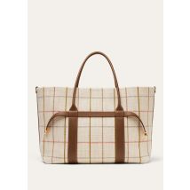 Loro Piana - Ghiera Shopper Large Belt Linen Jacquard Rndd Lthr, Femme, Tartan/Salty Capers/Sun Gold, Taille: NR