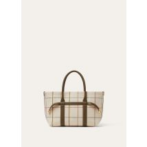 Loro Piana - Ghiera Shopper Small Belt Linen Jacq Rndd Lthr, Woman, Tartan/Salty Capers/Sun Gold, Size: NR