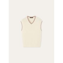Loro Piana - Augusta Vest Sweater Cotton Gg 5, Homme, White/Kummel, Taille: 52
