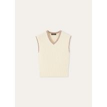 Loro Piana - Augusta Vest Sweater Cotton Gg 5, Woman, White/Kummel, Size: 44