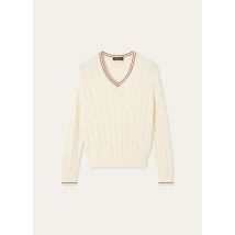 Loro Piana - Augusta V Neck Sweater Cotton Gg 5, Femme, White/Kummel, Taille: 36