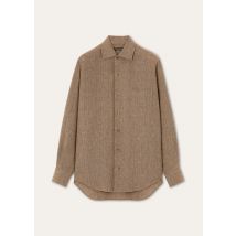 Loro Piana - Andre' Shirt Sartorial Linen Crepe, Woman, Earth Brown/Walnut, Size: 44