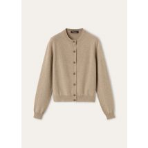 Loro Piana - Classic Baby Cash Crewneck Cardigan Sweater Gg 12, Damen, Praline BrownMelange, Größe: 48