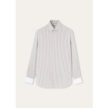 Loro Piana - Elia Penny Bar Collar Shirt Stamford Stripe, Homme, White Blue Orange Stripe, Taille: 40
