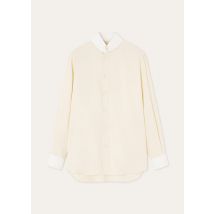 Loro Piana - Thea Dylan Collar Shirt Porcelain Silk, Woman, Lemon Chiffon, Size: 40
