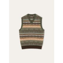 Loro Piana - Speyside Vest Sweater Cash Wool Gg 5, Homme, Ebony Apricot Cream Green Jacquard, Taille: L