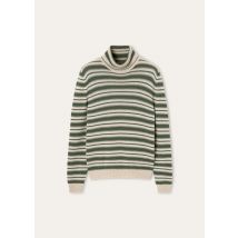 Loro Piana - Fobello Stripes Turtleneck Sweater Baby Cash Gg 7, Homme, Green Natural Gray, Taille: 54
