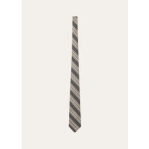 Loro Piana - Yale Tie 8 Andino Stripe Silk, Man, Grey/Camel, Size: NR