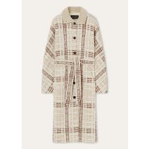Loro Piana - Syd Sb Coat Check Tweed, Donna, Silky Cream/Fluid Pastel/Crimson Melange, Taglia: 36