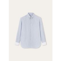 Loro Piana - Elia Penny Bar Collar Shirt Cotton Glasgow, Man, Green Stripe, Size: 39