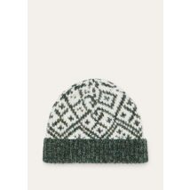 Loro Piana - Paroo Beanie Cash Silk Gg 3, Man, White Dark Grass Jacquard, Size: L