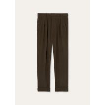 Loro Piana - Stafford Trousers Melton Wish Cash, Man, Green Haze Melange, Size: 58