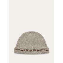 Loro Piana - Carezza Embroidered Beanie Cash Gg 3, Woman, Beige, Size: M