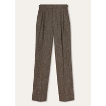 Loro Piana - Malik Trousers Wool Silk Linen Chevron, Woman, Bitter Fudge/Burly Wood, Size: 44