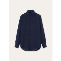 Loro Piana - Thea Cutaway Collar Shirt Breeze Wool, Woman, Ink Bottle, Size: 38