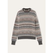 Loro Piana - Pull À Col Rond Loro, Red Icy Beige Jacquard, Taille: 3