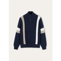 Loro Piana - Rocky Mountains Halfneck Sweater Cash Gg 5, Man, Navy Base Beige White, Size: M