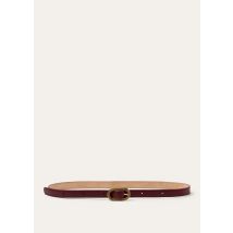 Loro Piana - Guilloche Buckle Belt 1.8 Rounded Lth, Woman, Oxblood/Gold Finishing, Size: 70