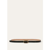 Loro Piana - Guilloche Buckle Belt 1.8 Rounded Lth, Woman, Black/Gold Finishing, Size: 70