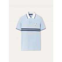 Loro Piana - Polo Rc Replica Technical Pique Stripes, Man, Sky Blue Fancy, Size: S