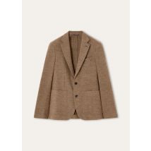 Loro Piana - Torino Notch Sb Jacket Jersey Wool Chevron, Man, Camel Chevron, Size: 46
