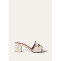 Loro Piana - Summer Charms Heeled Mule H55 Nat. Canvas & Calf, Woman, Natural/Almond Tree, Size: 37
