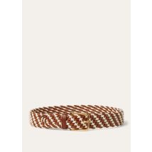 Loro Piana - Weaving Waist Belt Cord/woven Leather, Woman, Cocoa Bean/Natural/Sun Gold, Size: S