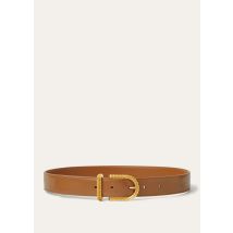 Loro Piana - Textured Inlay Waist Belt Satin Leather, Damen, Colour Vicuna/Sun Gold, Größe: 80