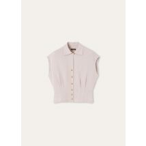 Loro Piana - Evangeline Ss Shirt Summer Linen Crepe, Woman, Graysh Lavender, Size: 40