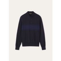 Loro Piana - St. Andrews Polo Sweater Cotton Gg 18, Man, Blue Navy/Ocean Waves, Size: 50