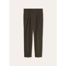 Loro Piana - Stafford Trousers Wool Mouline' Cover, Man, Tarmac Melange, Size: 44
