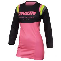 REBAJAS Camiseta de motocross Thor PULSE REV CHARCOAL FLUO PINK FEMME 2023