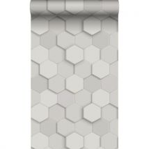 Origin Wallcoverings Eco-texture Vliesbehang 3d Hexagon Motief Lichtgrijs