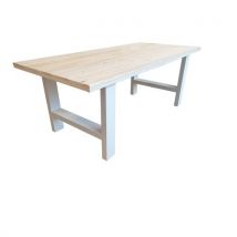 Wood4you - Eettafel Seattle Blanco Geschaafd Vurenhout - Wit - 220/90 Cm - Eettafels