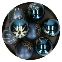 Feeric Lights And Christmas Kunststof Kerstballen- 8x- 8cm -blauw