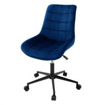 Ml-design Bureaustoel,blauw, Fluwelen Zitting, Metalen Frame,gestoffeerde Stoel Met Rugleuning