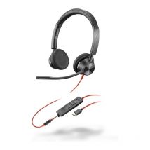 POLY Cuffie stereo Blackwire 3325 con connettore USB-C, certificate per Microsoft Teams + spina da 3,5 mm + adattatore USB-C/A