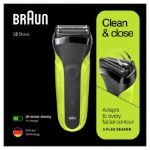 Braun Series 3 300 Rasoio Elettrico Barba, Nero/Verde