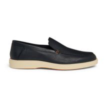 Santoni Mocassin En Cuir Foulonné Bleu Pour Homme, Taille: 46.5-47