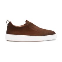 Santoni Men's Dark Brown Nubuck Slip-on Sneaker, Size: 5