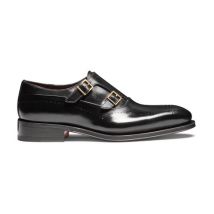 Santoni Schwarze Doppel-monkstraps Für Herren Aus Leder Mit Brogue-lochverzierung, Größe: 41
