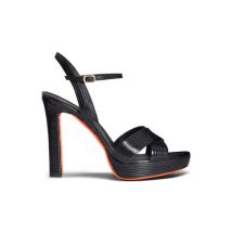 Santoni Sandale À Talon Haut En Cuir Noir Pour Femme, Taille: 41
